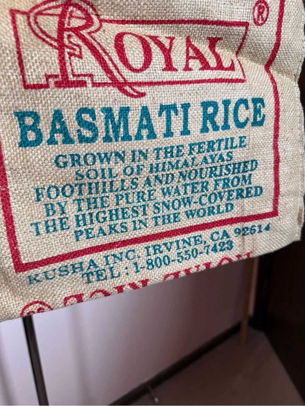 Vintage royal rice bag jute burlap zip top up cycled reusable bag